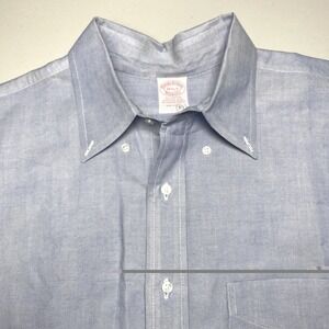 90s Brooks Brothers Makers Shirt 16.5 5 Pinpoint Oxford Classic Blue USA